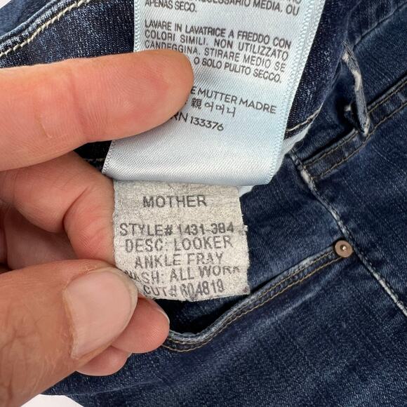 Mother The Looker Ankle Fray Women's Blue Distressed Denim Jeans Size 28 - Picture 7 of 13